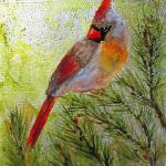 Female Cardinal summer 20" x 10"