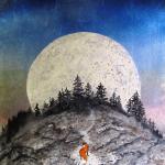 Fox on Moonlit Path  25" x 25"